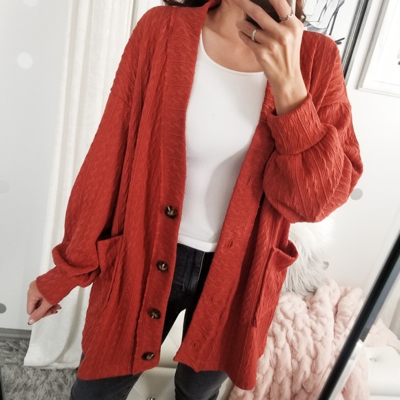 Long Fall Cardigan Cozy Cable Knit Sweater Button Down Cardi Pockets - Picture 2 of 9